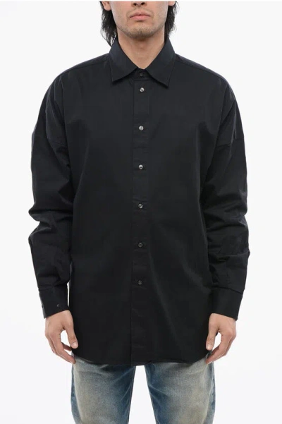 Diesel Cotton S-limo Shirt With Spread Collar In Black