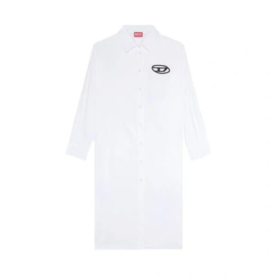 Diesel Cotton Shirt Dress In White