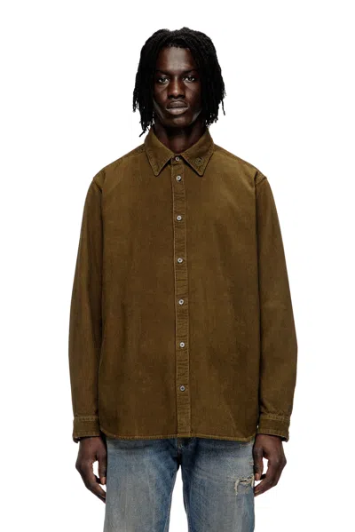 Diesel Cotton Shirt With Embroidery On The Collar In Multi