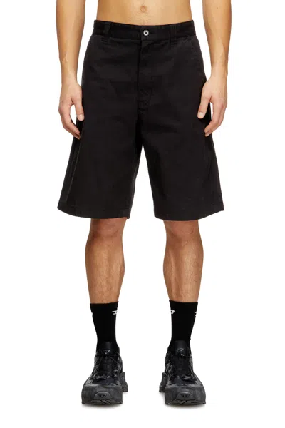 Diesel Cotton Shorts With Stonewash Treatment In Black