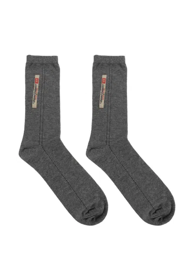 Diesel Cotton Socks With Logo Label In Gray