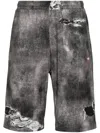 Diesel Distressed Knee Length Shorts With Elastic Waistband