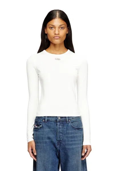 Diesel Cotton Sweater With Oval D Logo In White