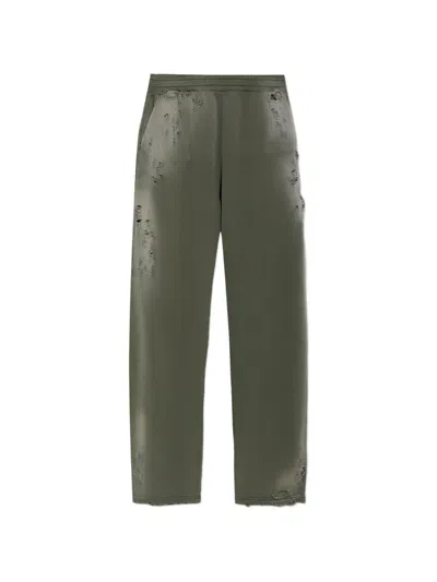 Diesel Cotton Sweatpants With Destroyed Effect In Green
