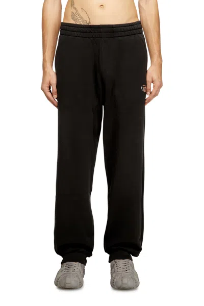 Diesel Cotton Sweatpants With Metallic Oval D In Black