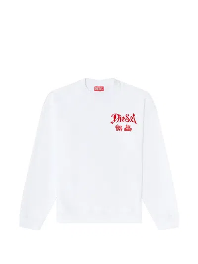 Diesel Cotton Sweatshirt With Flocked Graphics In Multi