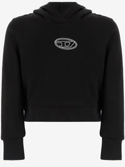 Diesel Kids' Cotton Sweatshirt With Logo In Black
