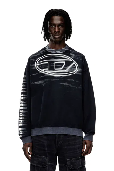 DIESEL COTTON SWEATSHIRT WITH OVAL D PRINT