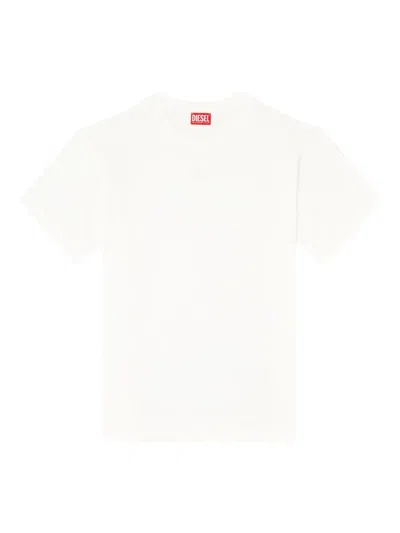 Diesel Kids'  Cotton T-shirt With Embroidered Details T-norm-int In White