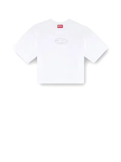 Diesel Cotton T-shirt With Frontal Oval-d Logo In White