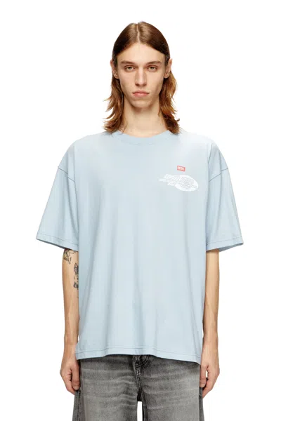 Diesel Cotton T-shirt With Graphic Print In Blue