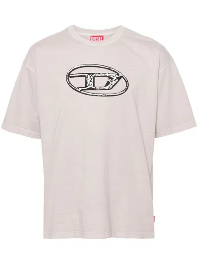 Diesel Cotton T-shirt With Logo Appliqué In Pink