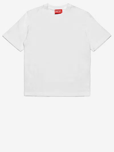 Diesel Kids' Cotton T-shirt With Logo In White