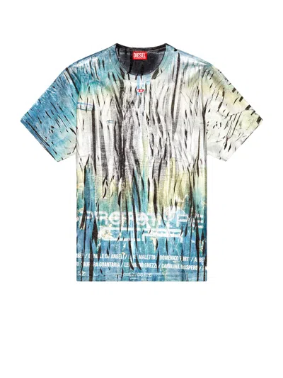 DIESEL COTTON T-SHIRT WITH METALLIZED PRINT