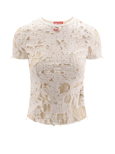 DIESEL COTTON T-SHIRT WITH RIPPED EFFECT