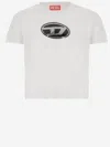 Diesel Cotton T-shirt With Sequin Logo In White