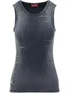 Diesel Ribbed Sleeveless Tank Top With Faded Effect In Blue