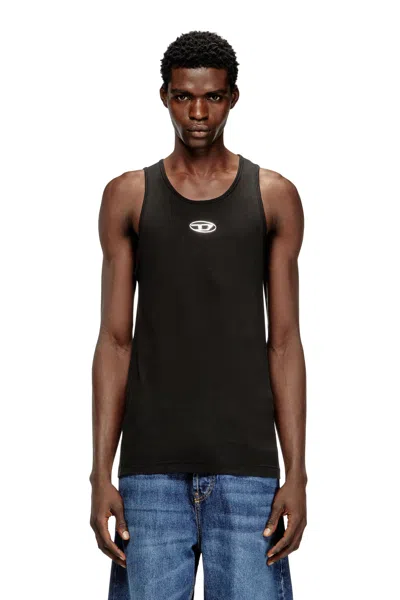 Diesel Cotton Tank Top With Logo In Black