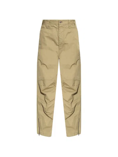 Diesel Cotton Trousers With Zip Ankle Detail In Neutral