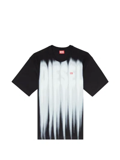 Diesel Cotton T-shirt With Bold Logo Print In Black