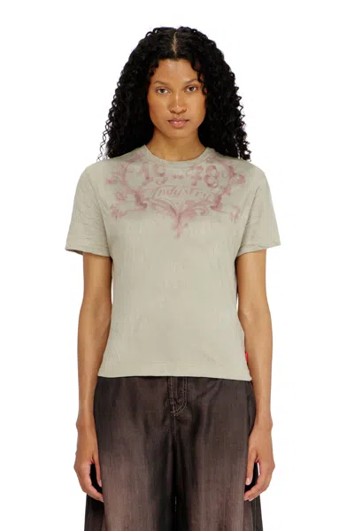 Diesel Cotton T-shirt With Graphic Print In Gray