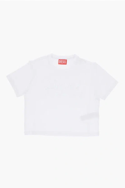 Diesel Cotton Tyfrifsl Crew-neck T-shirt With Velvet Logo In White