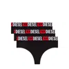 Diesel Pack Of 3 Black Cotton Briefs With Logo