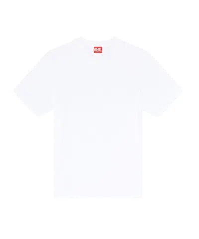 Diesel Cotton-interlock T-shirt With Logo Embroidery In Transparent