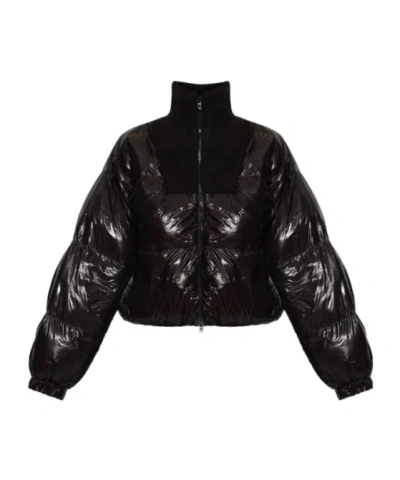 Diesel Cotton-padded Jacket With A Knit Collar In Black