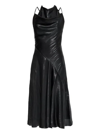 Diesel Cowl-neck Midi Dress In Black