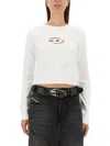 Diesel F-slimmy-od Crewneck Cropped Sweatshirt In White