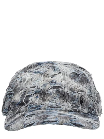 Diesel Grey Distressed Baseball Hat In Gray