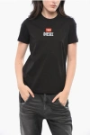 Diesel Crew Neck Cotton T-shirt With Flocked Logo Grösse Xl In Black