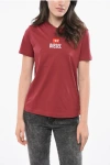 Diesel Crew Neck Cotton T-shirt With Flocked Logo Grösse L In Red