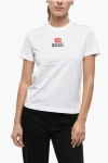 Diesel Crew Neck Cotton T-shirt With Flocked Logo Grösse Xs In White
