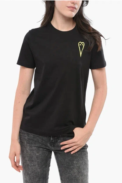 Diesel Crew Neck Cotton T-shirt With Print Grösse Xs In Black