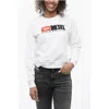 Diesel Crew Neck Cropped Sweatshirt With Lettering Logo In White