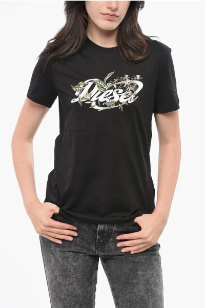 Diesel Crew Neck Garden Cotton T-shirt Grösse M In Black