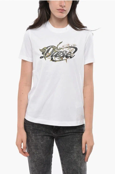 Diesel Crew Neck Garden Cotton T-shirt Grösse Xl In White