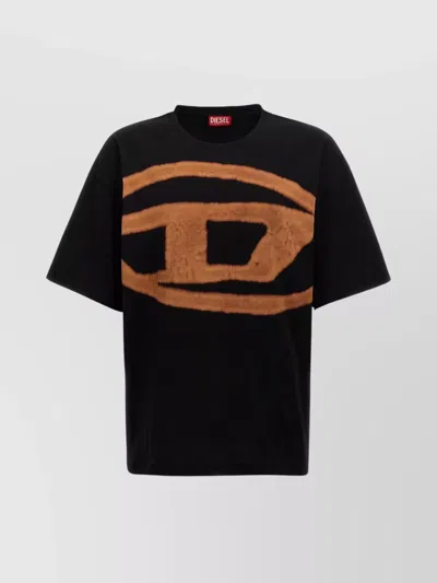 Diesel Crew Neck Graphic Print Short Sleeves T-shirt In Black
