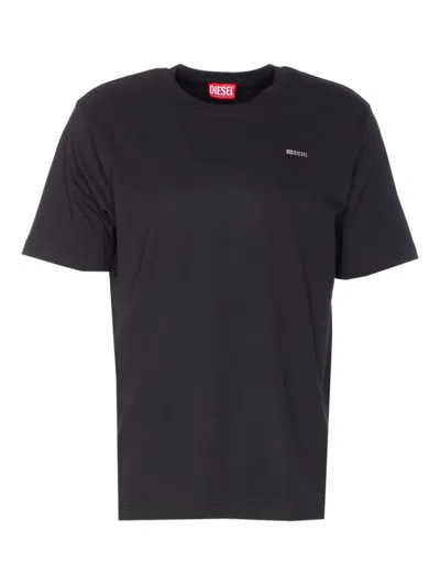 Diesel T-adjust-met Black T-shirt With Logo Lettering On The Front In Cotton Man