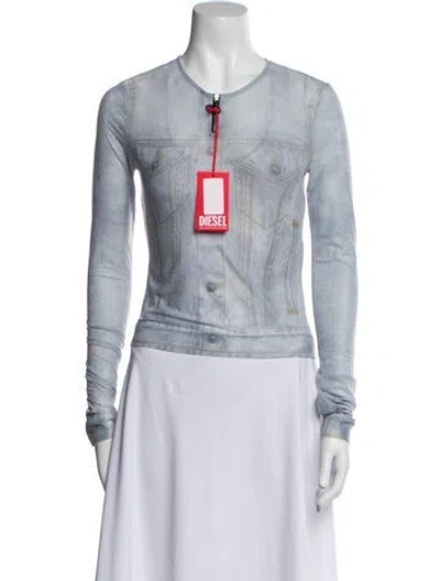 Pre-owned Diesel Crew Neck Long Sleeve Top In Blue