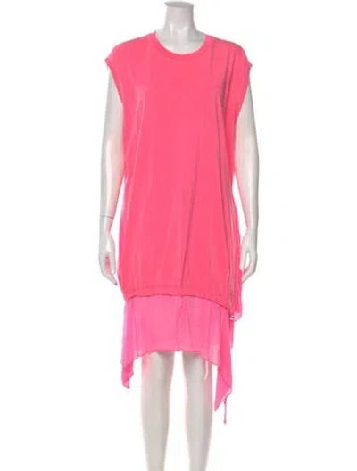 Pre-owned Diesel Crew Neck Midi Length Dress In Pink
