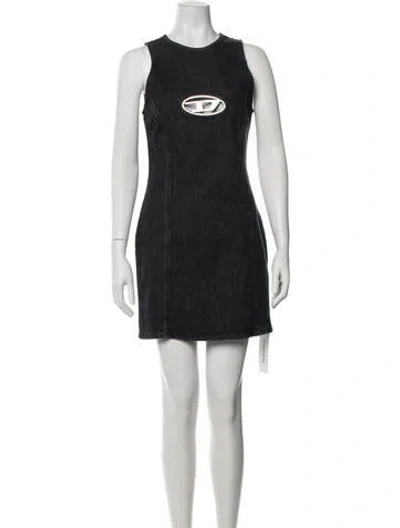 Pre-owned Diesel Crew Neck Mini Dress In Black