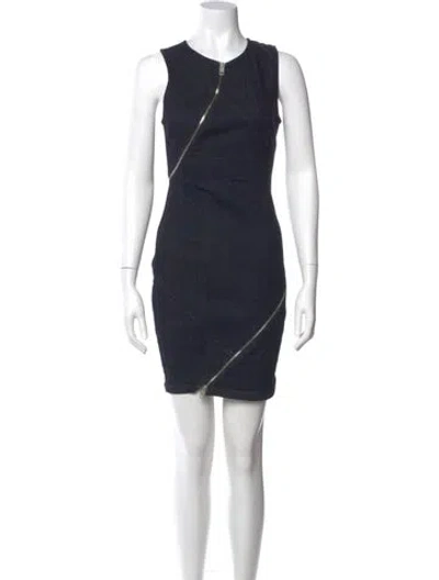 Pre-owned Diesel Crew Neck Mini Dress In Blue