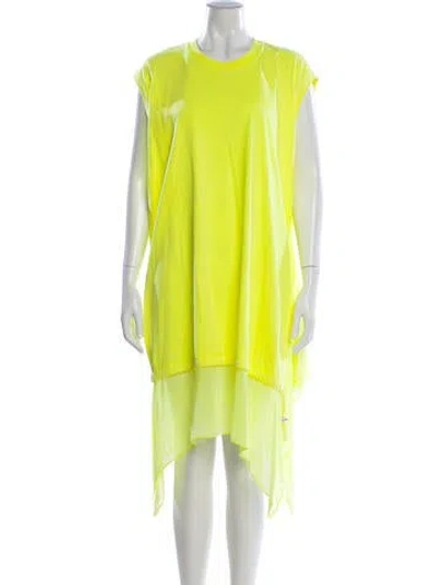 Pre-owned Diesel Crew Neck Mini Dress In Yellow