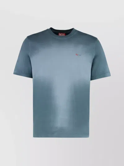Diesel Crew-neck Organic Cotton T-shirt With Gradient Design In Blue
