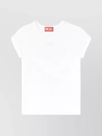 Diesel Crew Neck Short Sleeve Fitted Top In White