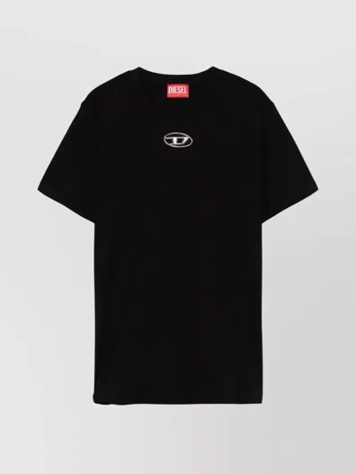 Diesel Crew Neck Short Sleeves Straight Hem In Black