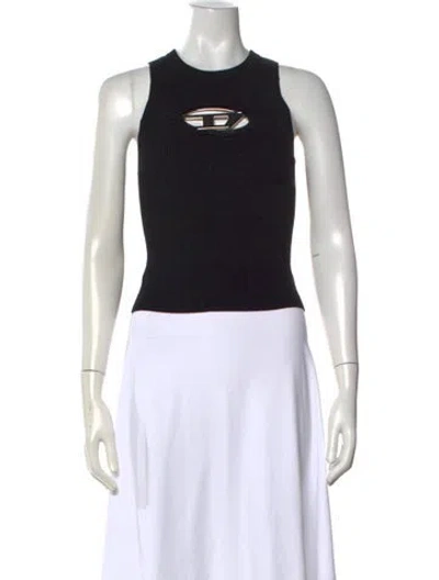 Pre-owned Diesel Crew Neck Sleeveless Crop Top In Black